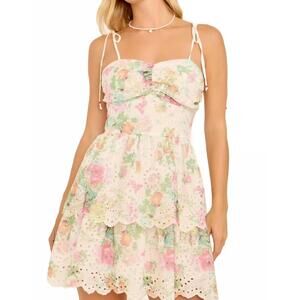 NEW MAIN STRIP women's floral eyelet midi dress in white